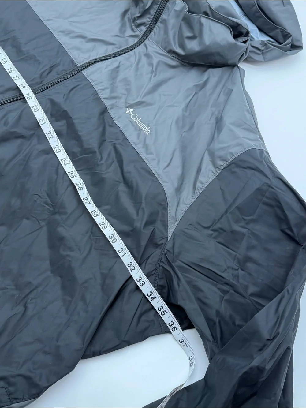 Columbia Hooded Two-Tone Black and Gray Rain Jacket